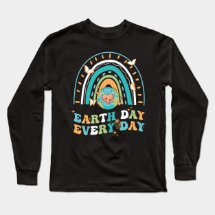 Happy Earth Day Everyday Cute Rainbow Women Girl Long Sleeve T-Shirt